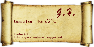 Geszler Horác névjegykártya